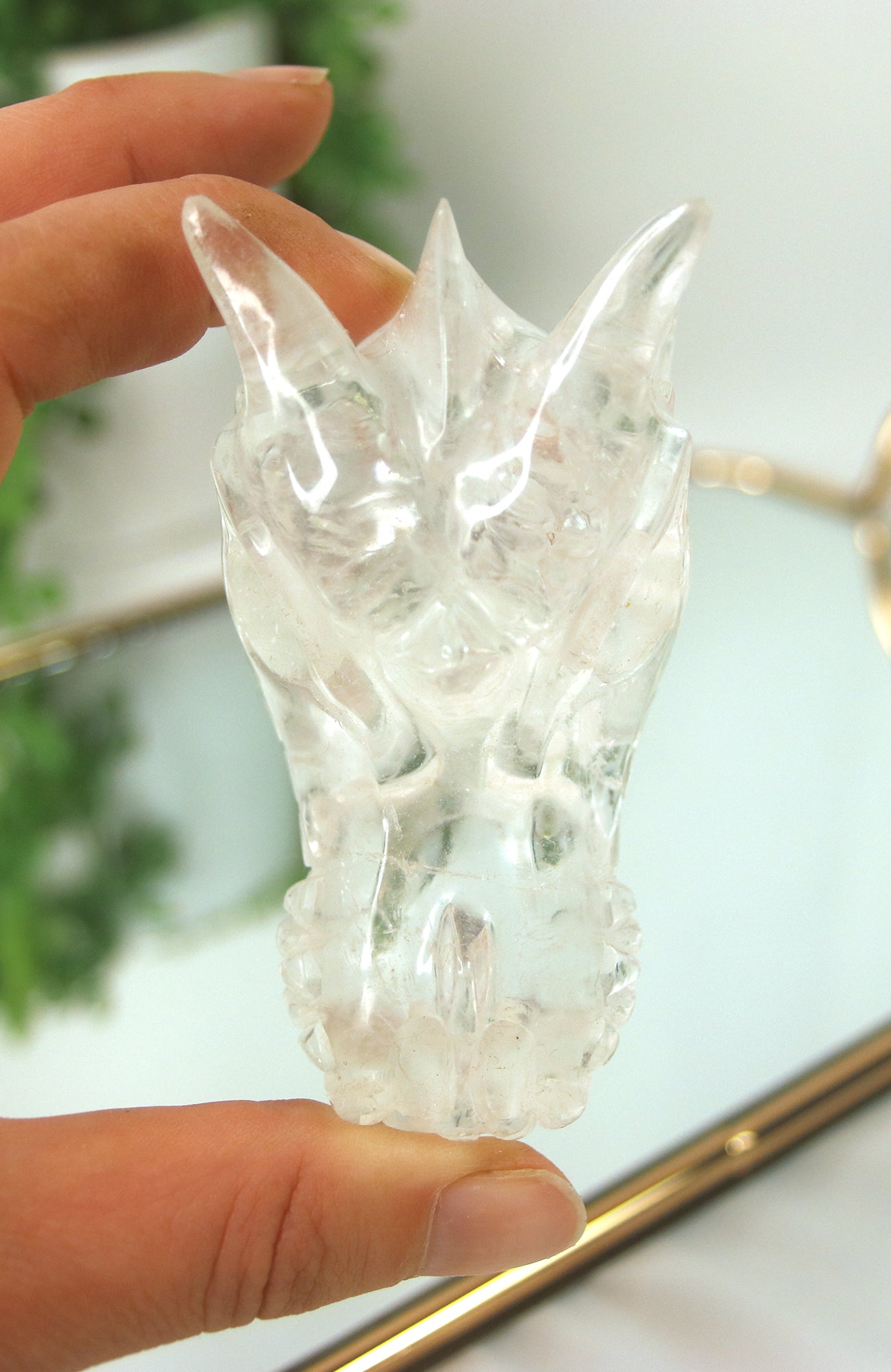 Clear Quartz Dragon Skull